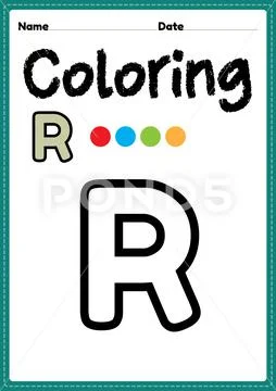 Letter r alphabet coloring page for preschool kindergarten montessori kids clip art