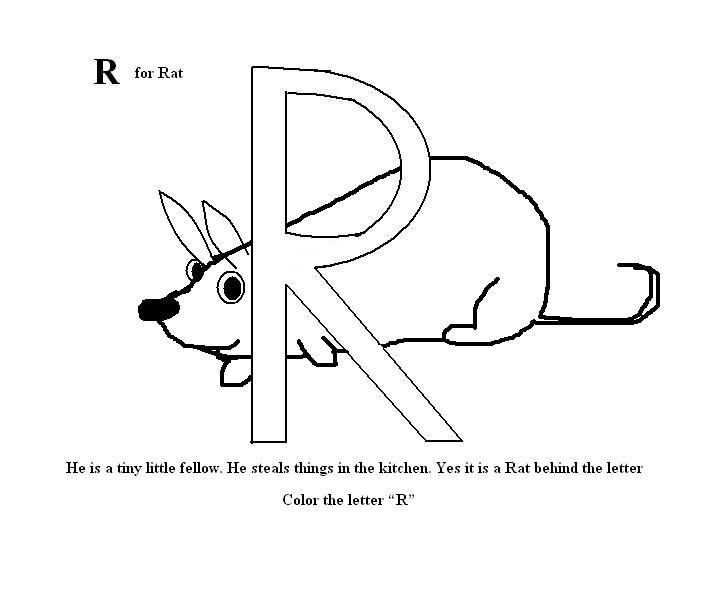 Letter r coloring printable page for kids