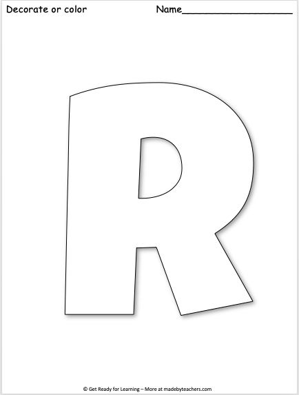 Free giant letter r worksheet