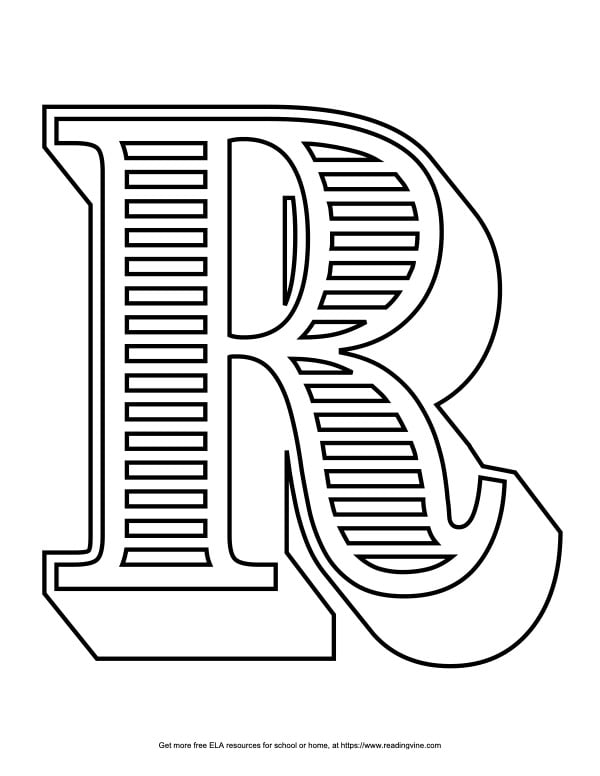 Bubble letter r free printable styles