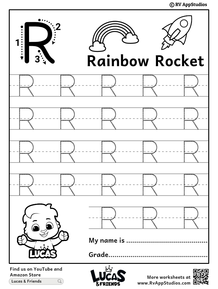 Capital letter r tracing worksheet trace uppercase letter r