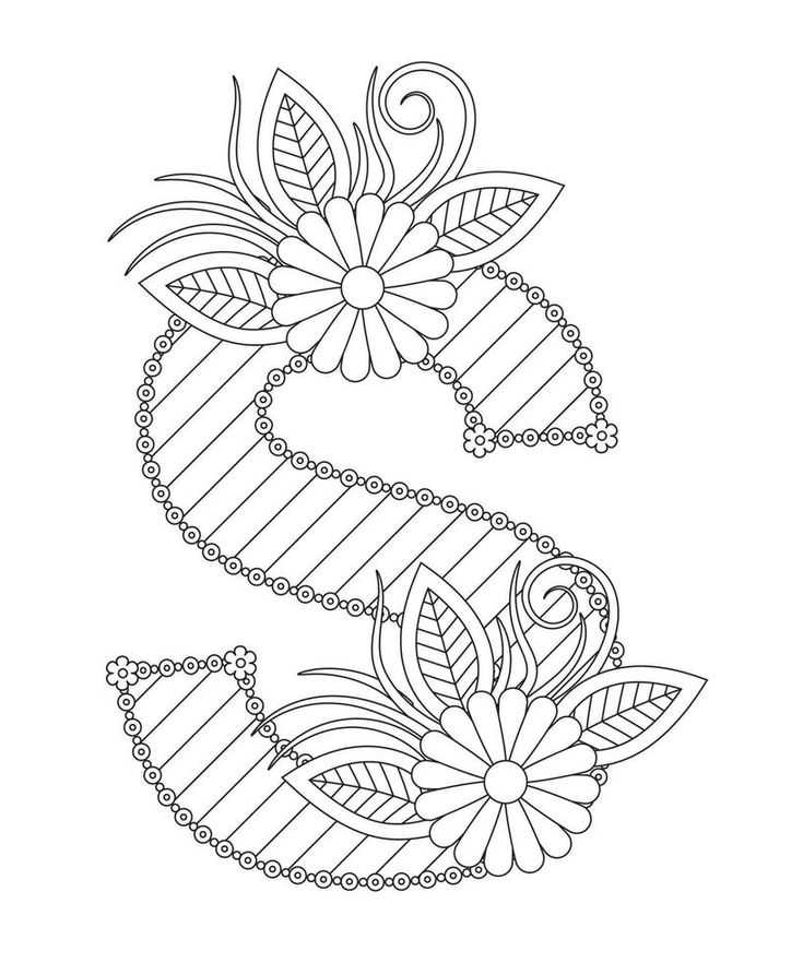 Alphabet coloring page with floral style abc coloring page