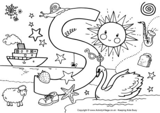 Letter s louring pages