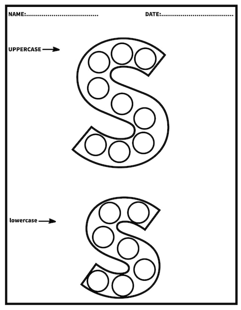 Premium vector alphabet dot markerdab the dot activity printable worksheetskindergarten coloring pages