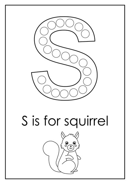 Premium vector learning english alphabet for kids letter s dot marker activity