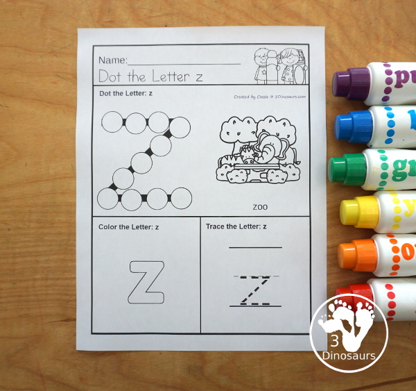 Abc dot the letter color the letter trace the letter dinosaurs