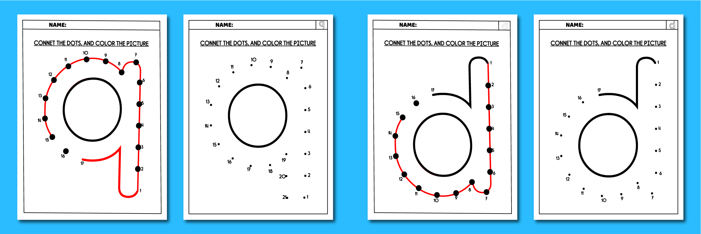 Alphabet letters dot to dot