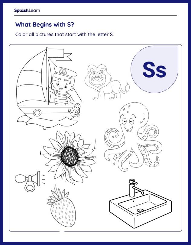 Discover color the letter s â printable reading worksheet