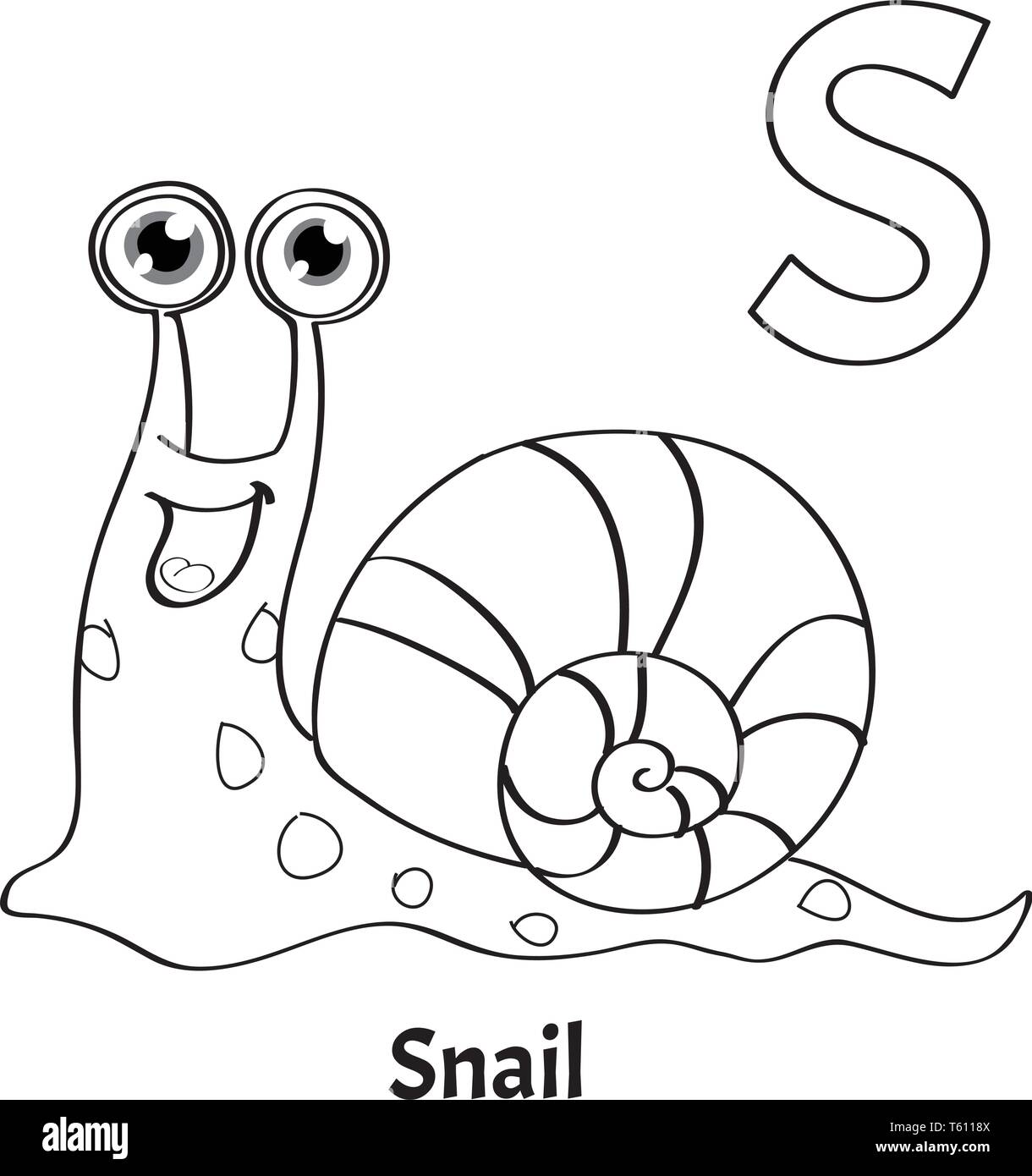 Vector alphabet letter s coloring page snail stock vector image art