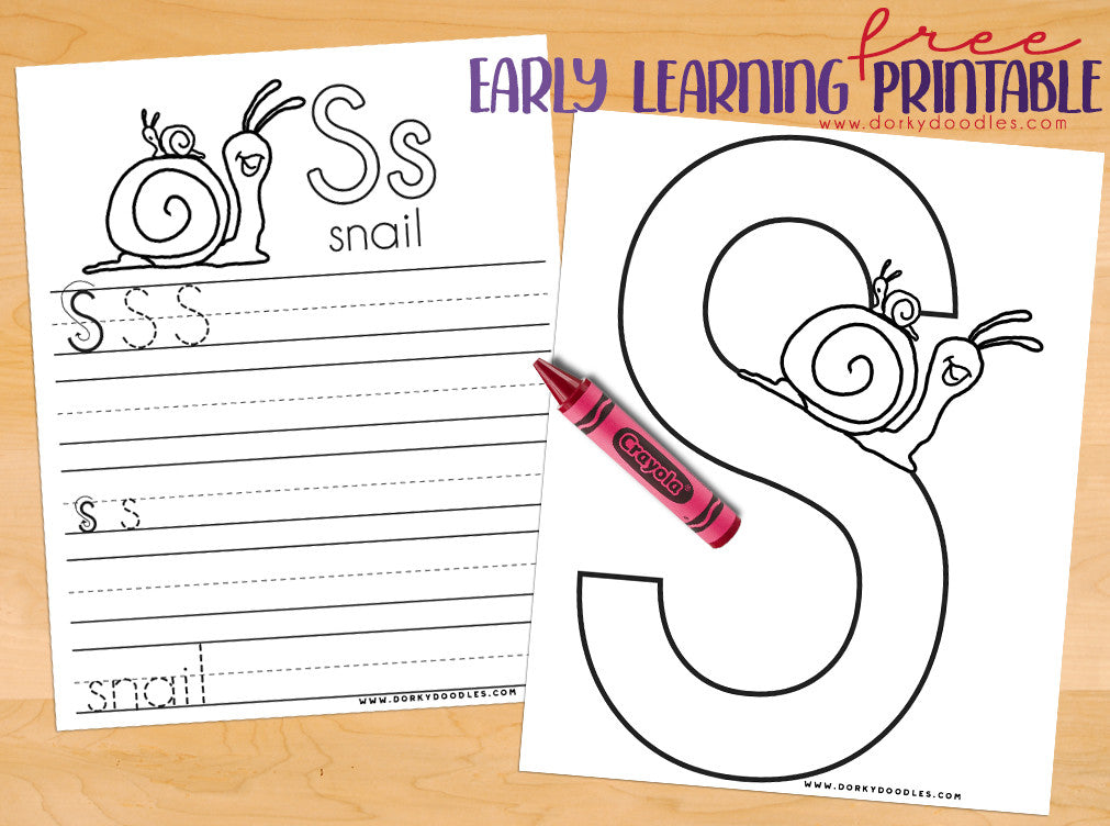 Letter s coloring and writing worksheets â dorky doodles