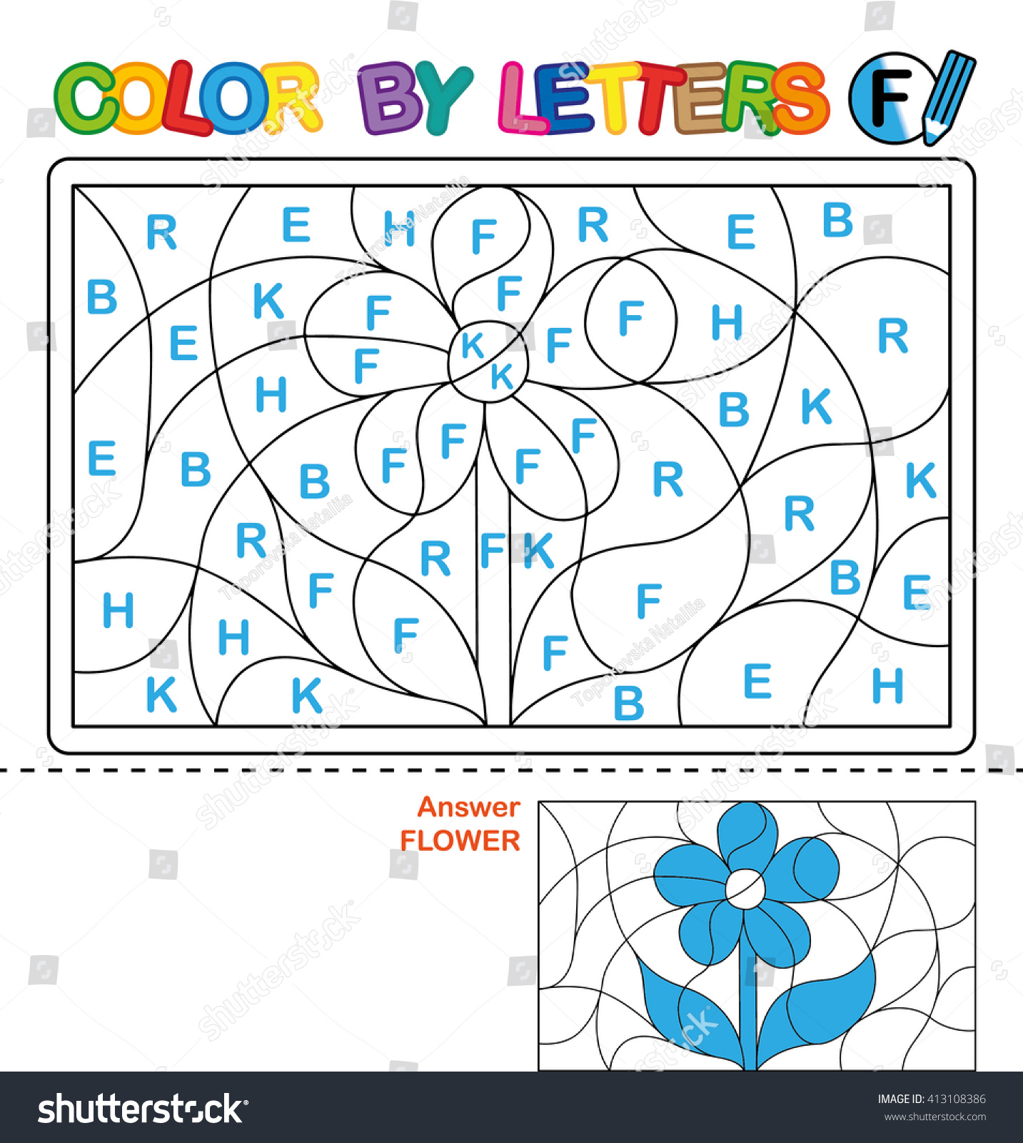Puzzle kids color by letters vector stock vector royalty free