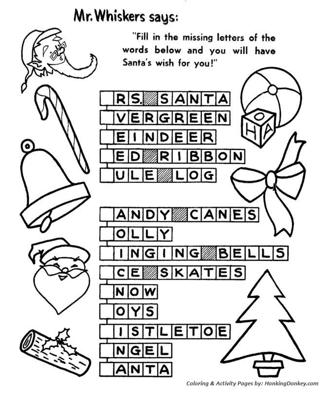 Missing letters activity sheet