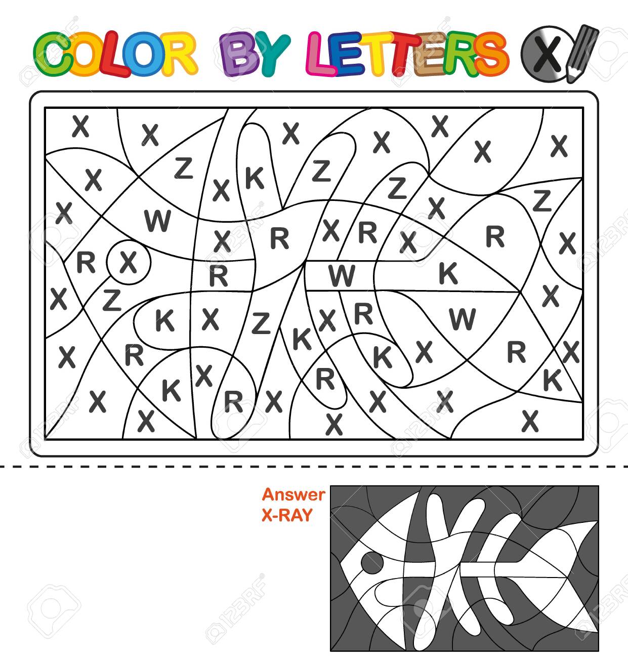 Abc coloring book for children color by letters learning the capital letters of the alphabet puzzle for children preschool education letter x x