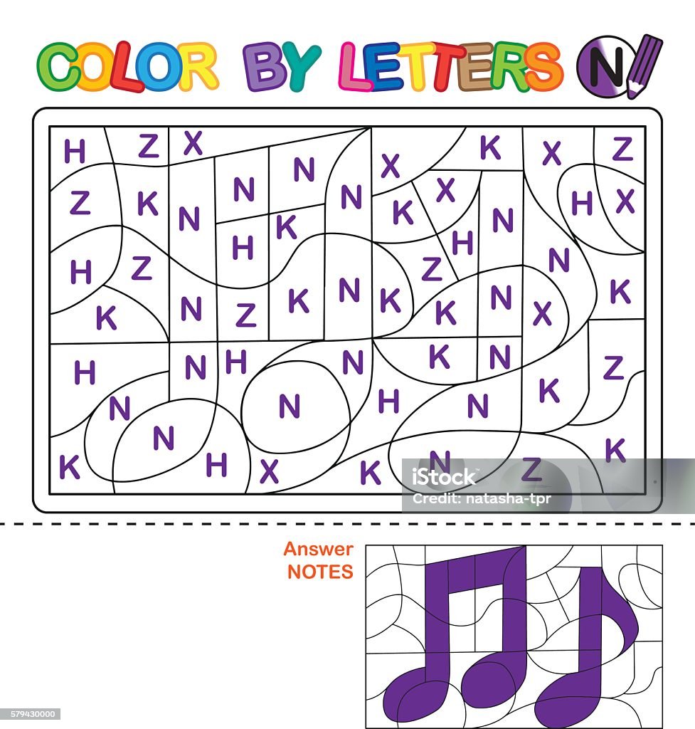 Puzzle for kids color by letters stock illustration