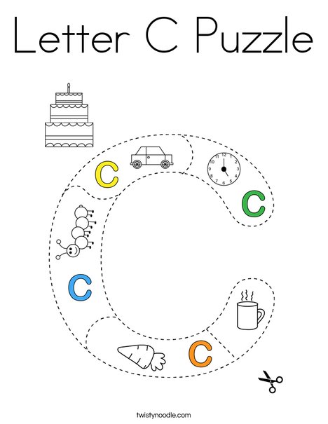 Letter c puzzle coloring page