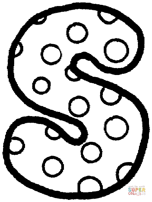 Letter s with polka dot coloring page free printable coloring pages