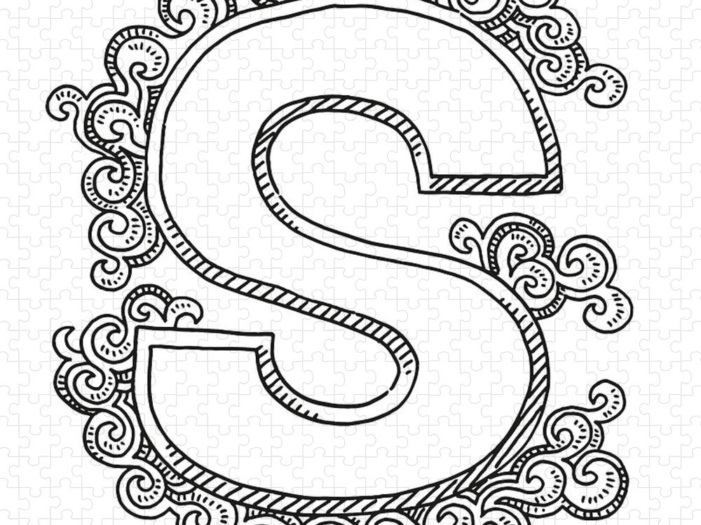 Monogram letter s swirl pattern drawing jigsaw puzzle by frank ramspott