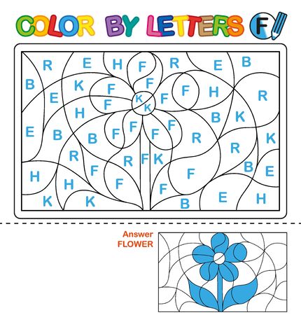 Abc coloring book for children color by letters learning the capital letters of the alphabet puzzle for children preschool education letter f flower
