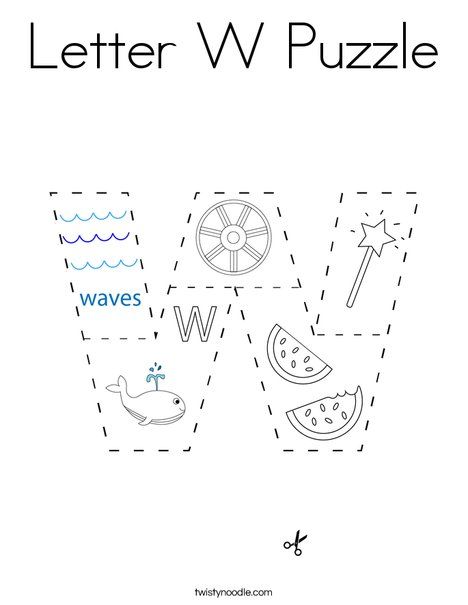 Letter w puzzle coloring page