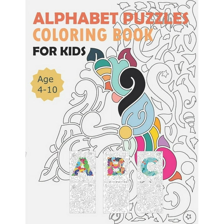 Alphabet puzzles coloring book for kids an a