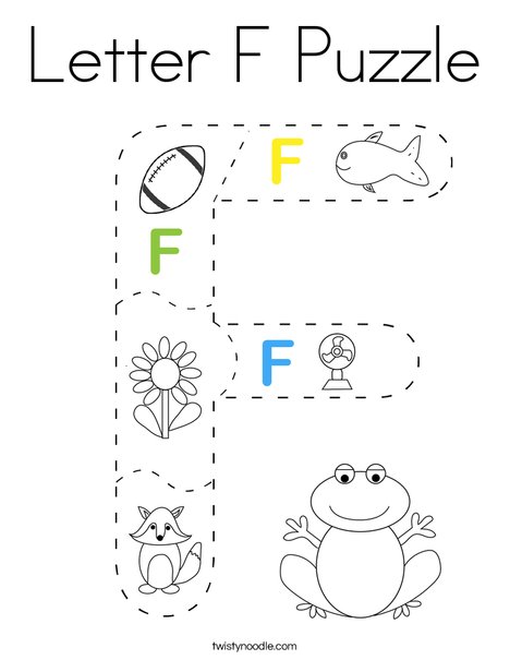 Letter f puzzle coloring page