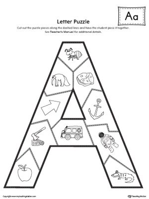 Letter a puzzle printable phonics worksheets alphabet word wall cards phonics