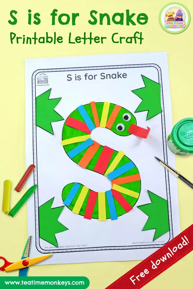 Free printable s is for snake craft