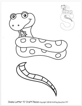 Snake and letter s crafts and writing pages by crafting education