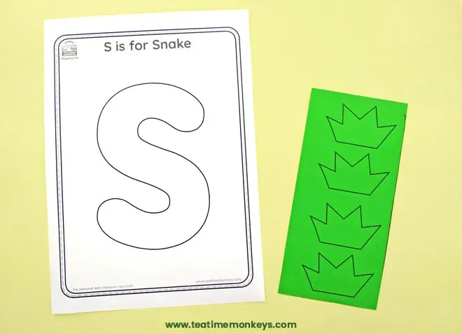 Free printable s is for snake craft