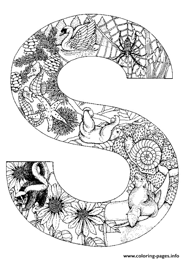 Animal alphabet letter s coloring page printable