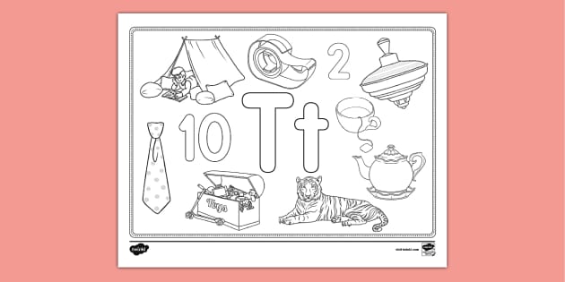 Letter t coloring page teacher made