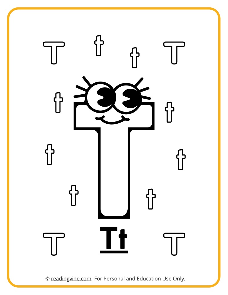 Letter t coloring pages