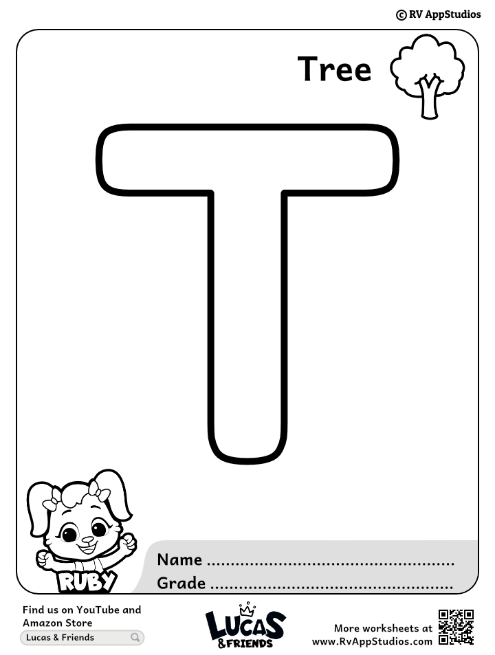 Letter t coloring pages