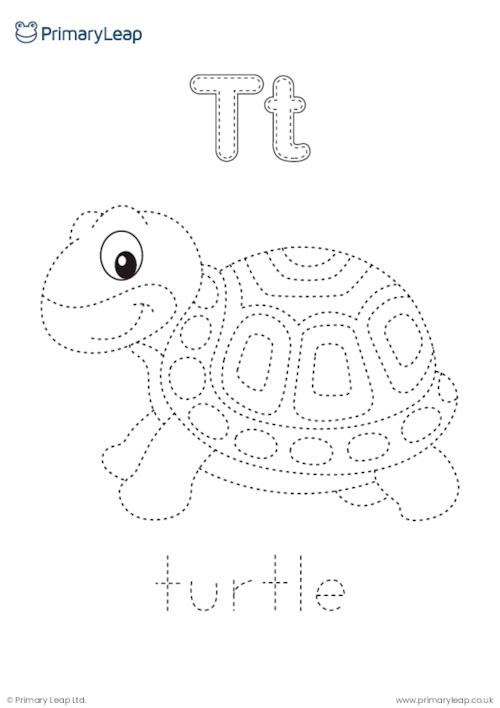 Art and craft trace and lour letter t worksheet