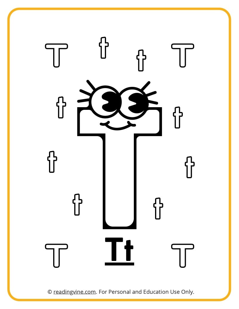Letter t coloring pages