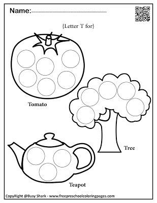 Letter t free dot markers coloring pages letter t preschool coloring pages dot markers