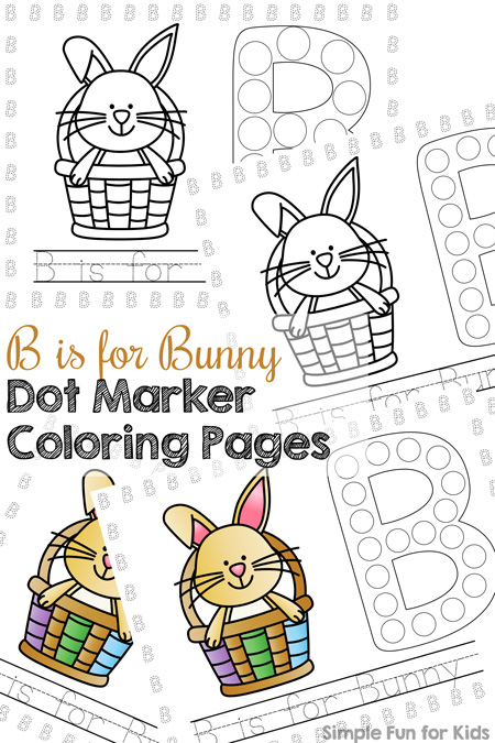 B is for bunny dot marker coloring pages