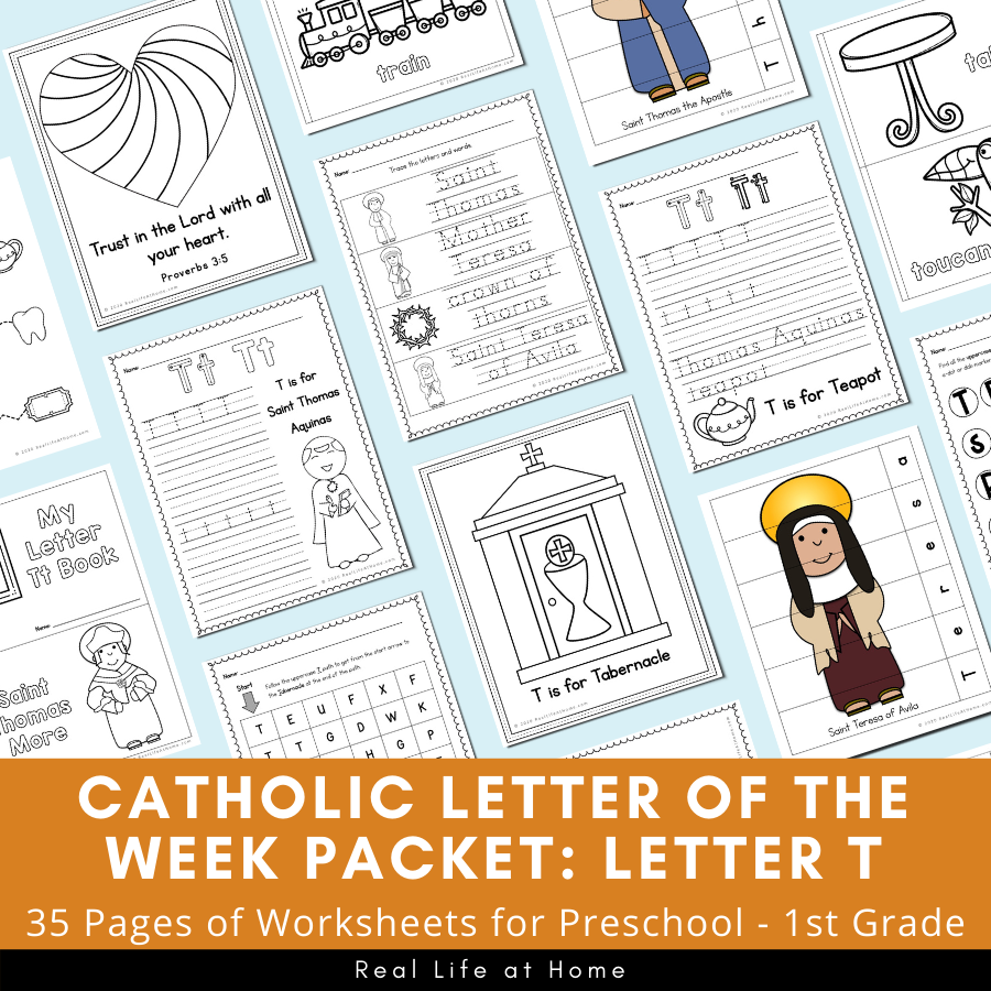 Letter t â catholic letter of the week worksheets and coloring pages