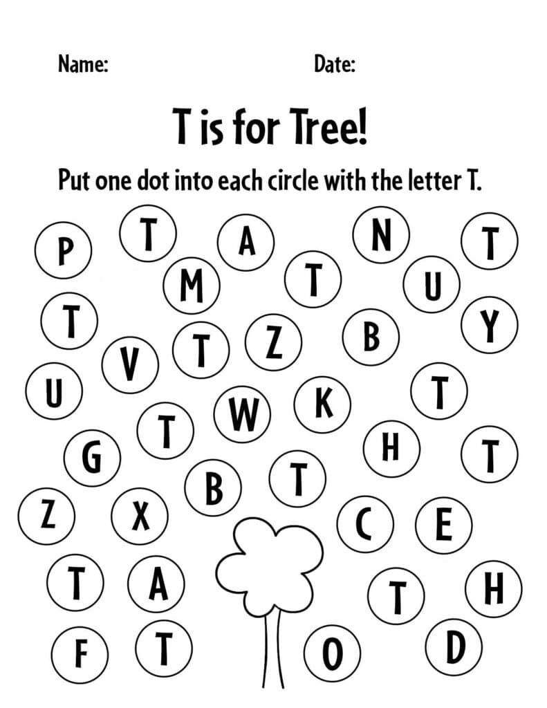 Free letter t worksheets for preschool â the hollydog blog