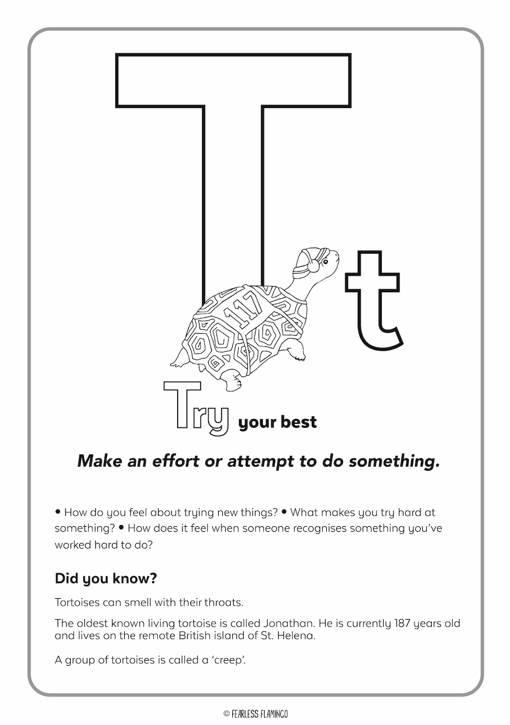 Downloadable letter t worksheet â fearless flamingo