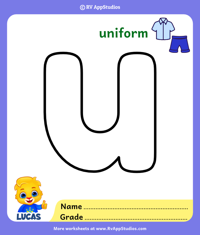 Alphabet u coloring pages