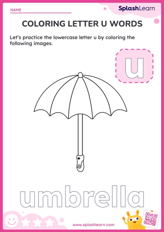Coloring letter u words