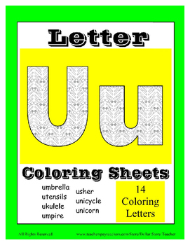 Alphabet coloring pages for the letter u beginning sound pictures for u