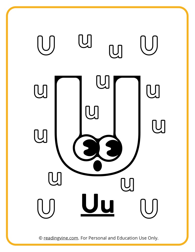 Letter u coloring pages