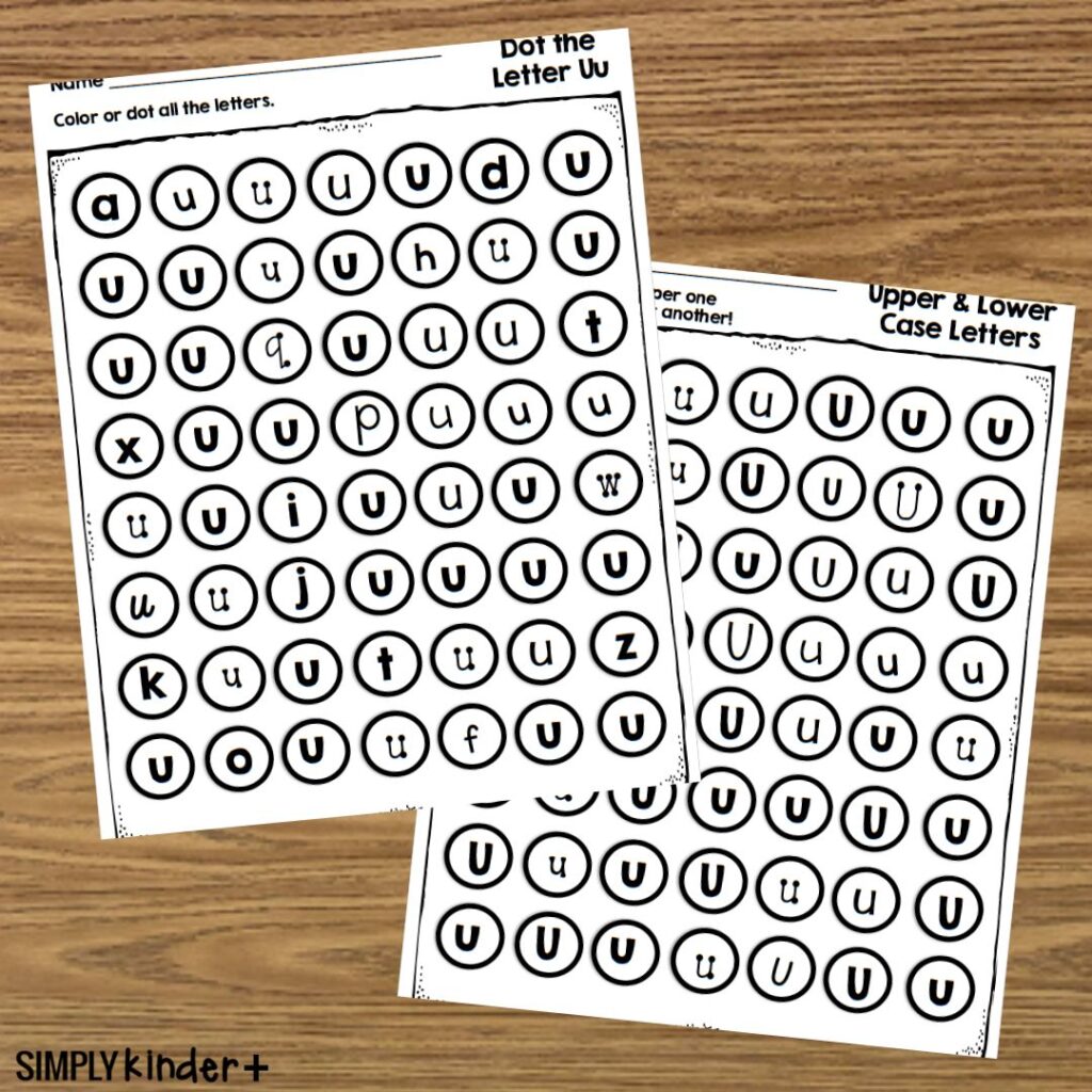 Letter u dot sheets