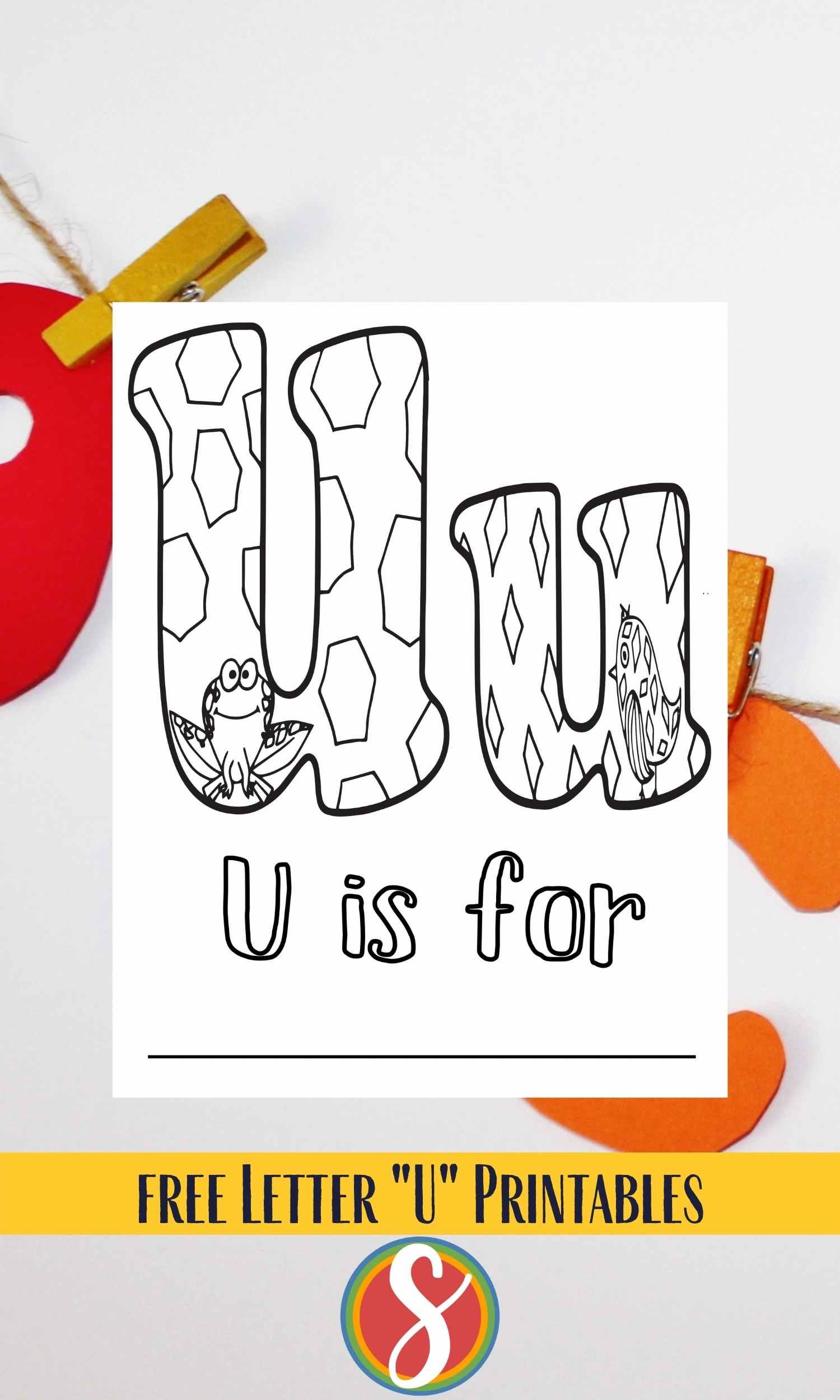 Free letter u coloring pages â stevie doodles