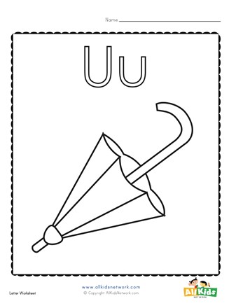 Coloring page for the letter u all kids network
