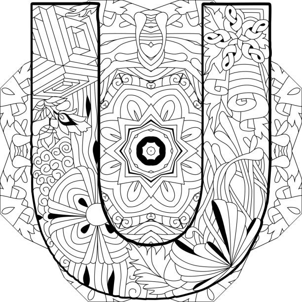 Drawing of letter u template stock illustrations royalty
