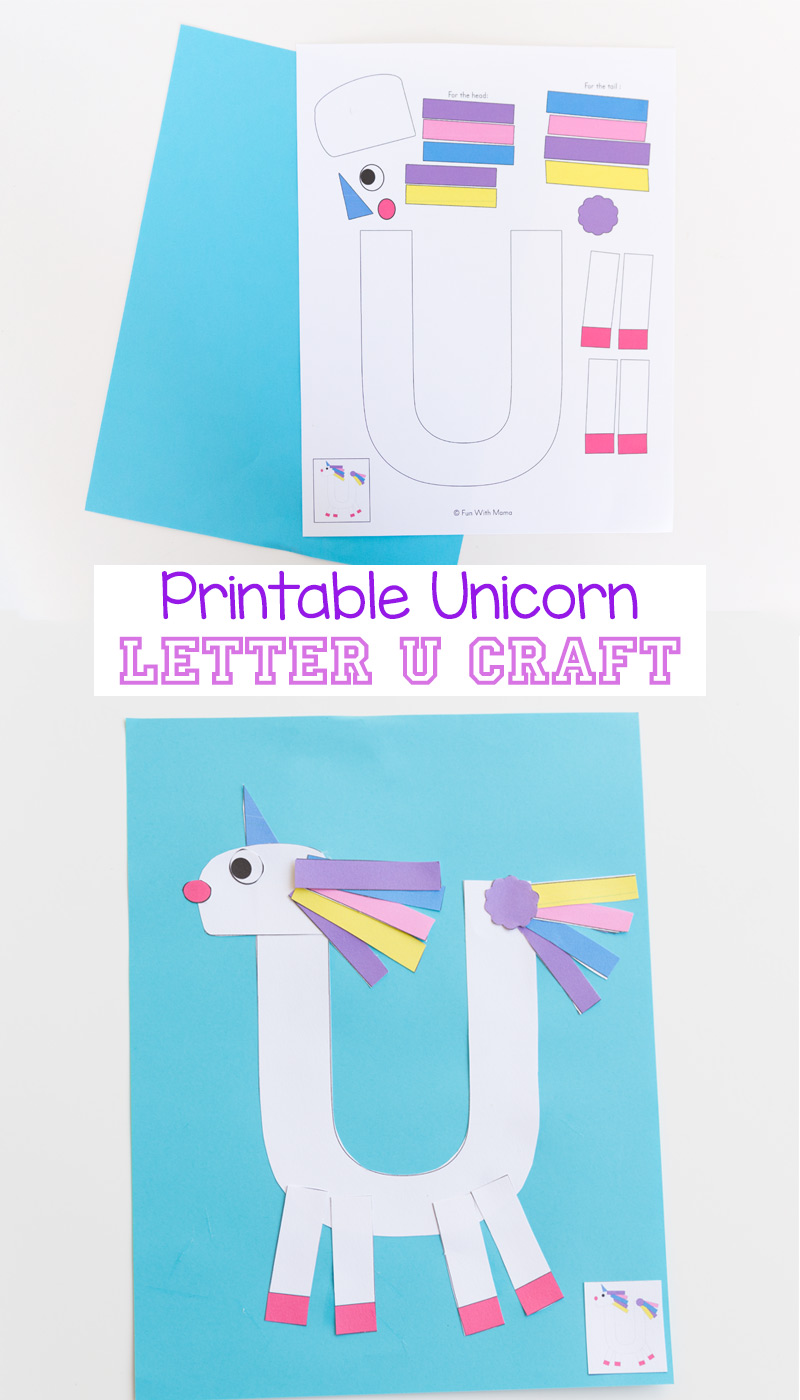 Printable letter u craft unicorn