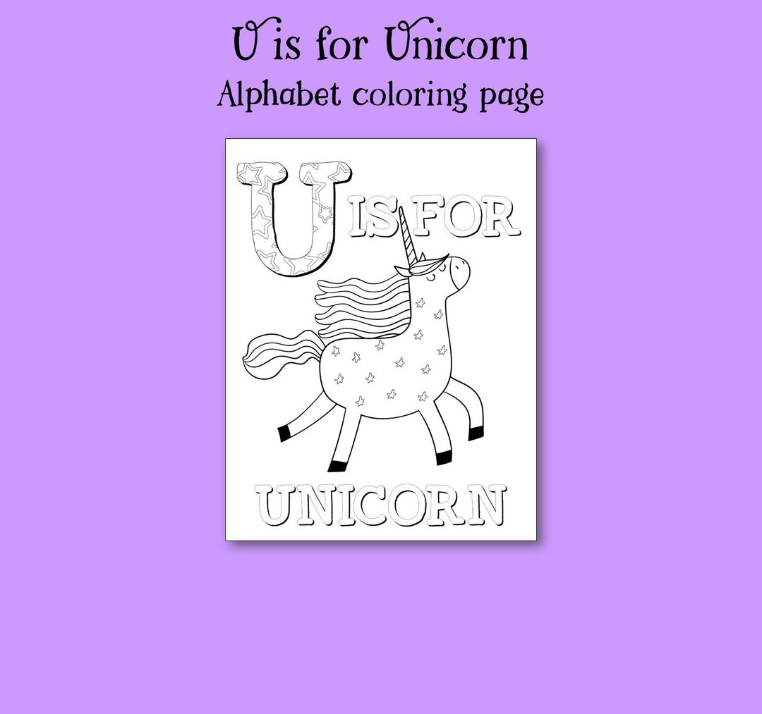 Letter u alphabet coloring page unicorn coloring pages coloring pages for kids nursery decor little girl coloring colouring activity